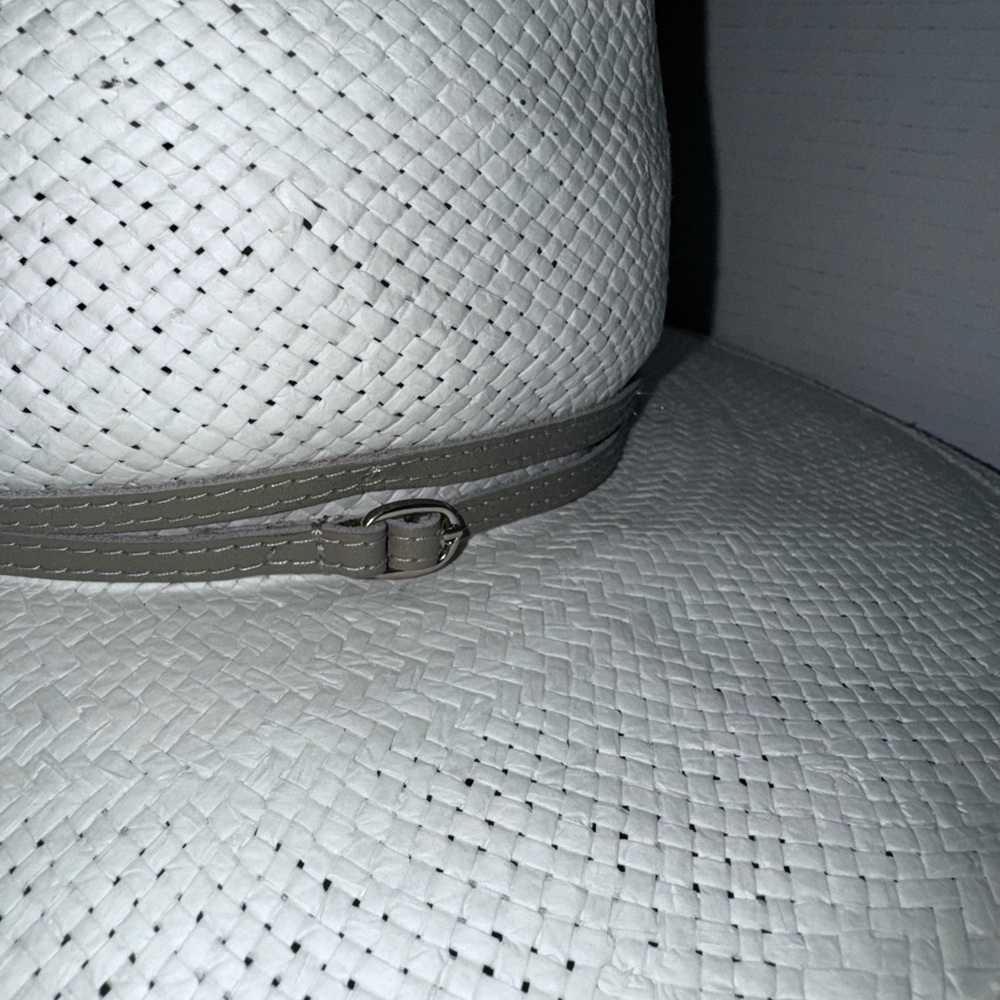Janessa Leone Jude Bleach Straw Fedora Sun Hat M - Picture 4 of 5